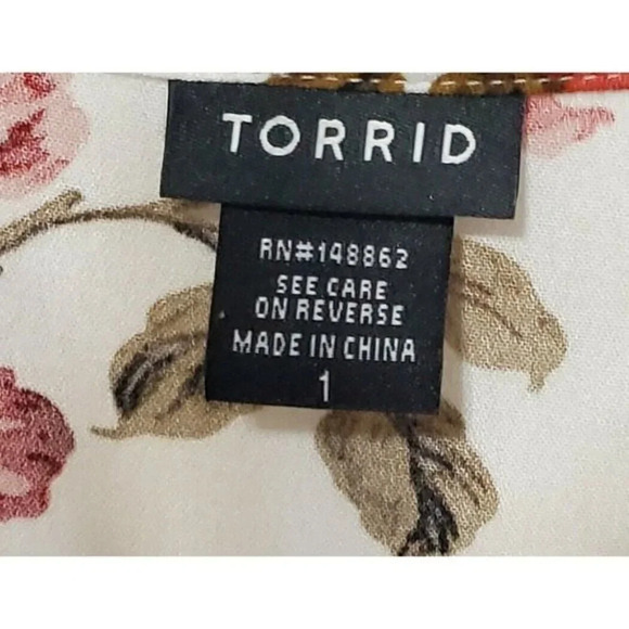 Torrid Challis White Floral Print Cross Front - Picture 5 of 5